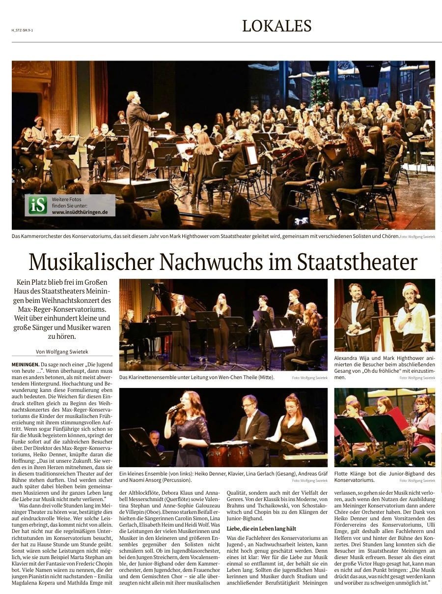 Rezension im Freien Wort zum Weihnachtskonzert 2025